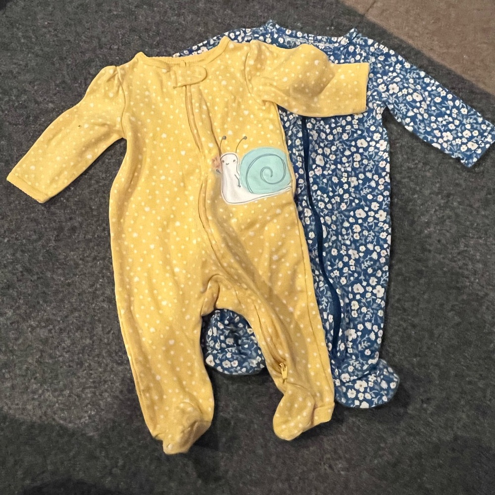Yellow and Blue Snail Print Kids One Piece Set